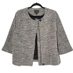 NWT Worthington 3/4 Sleeve Grey Boucle Tweed Like Zip Jacket Medium